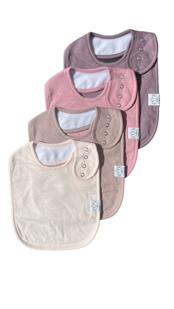 Isabeli Organic Cotton Toddler Drool Bibs 4 Pack - Pinks