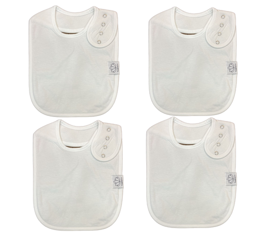 Isabeli Organic Cotton Toddler Drool Bibs 4 Pack - White