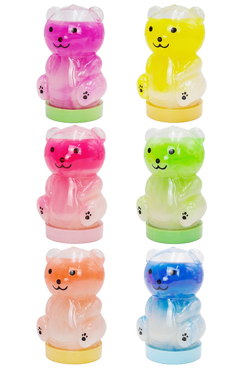 Chubby Teddy Bear Ombre Shimmer Gel Slime Jar